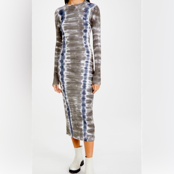 Young Fabulous & Broke Dresses & Skirts - Young Fabulous and Broke Bodycon Long Sleeve Midi Tie Dye dress